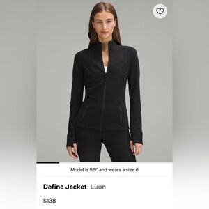 Lululemon Define Jacket Size 8 Black Luon